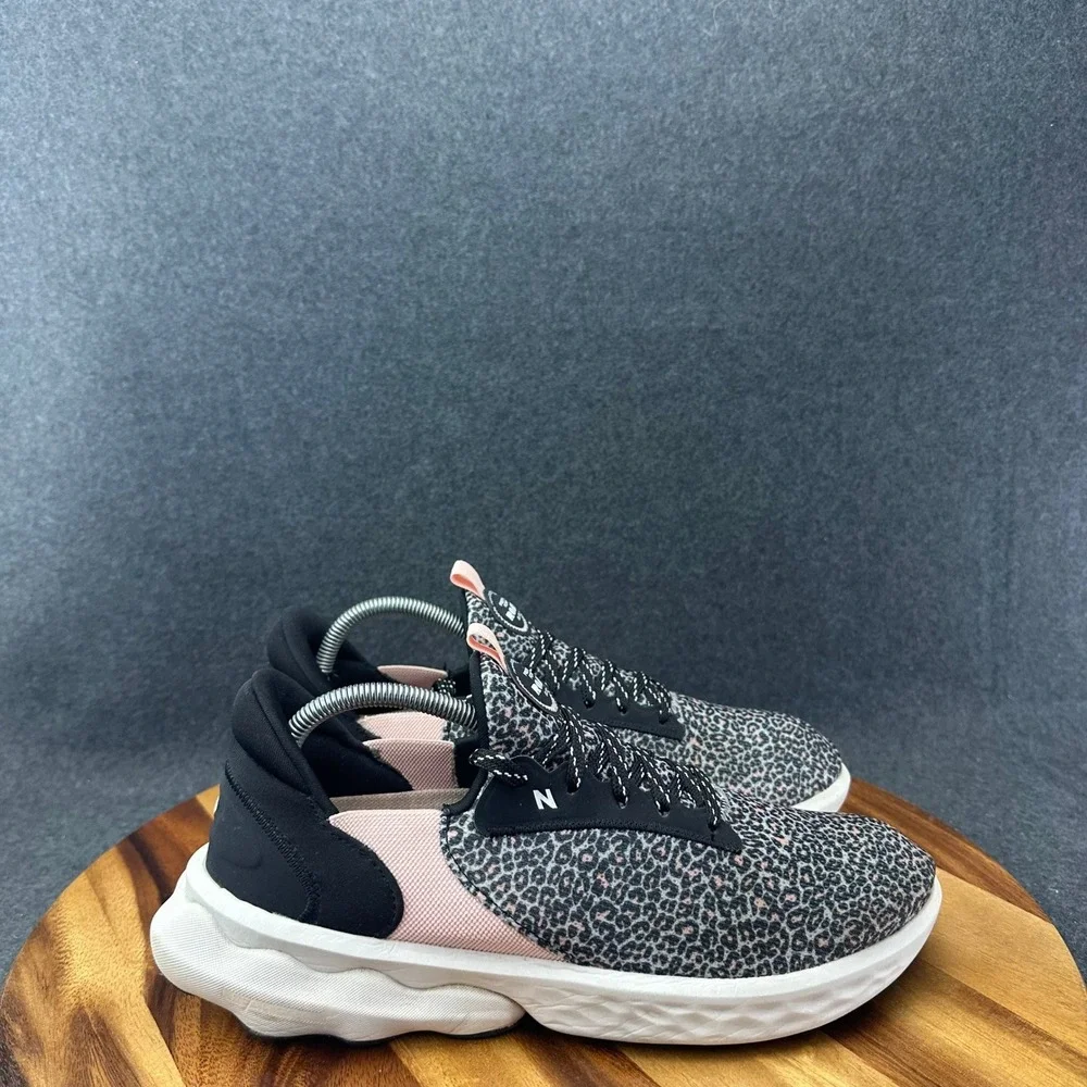 New Balance Fresh Foam Roav Elite Women's 12D Mesh Sneakers Black Pink Leopard